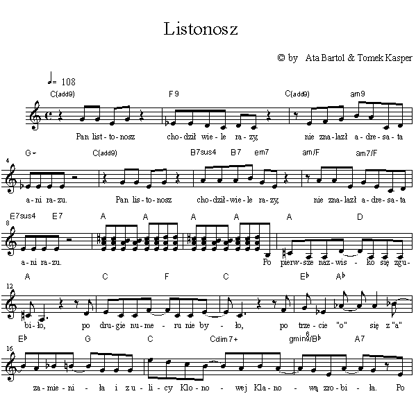 Listonosz nuty