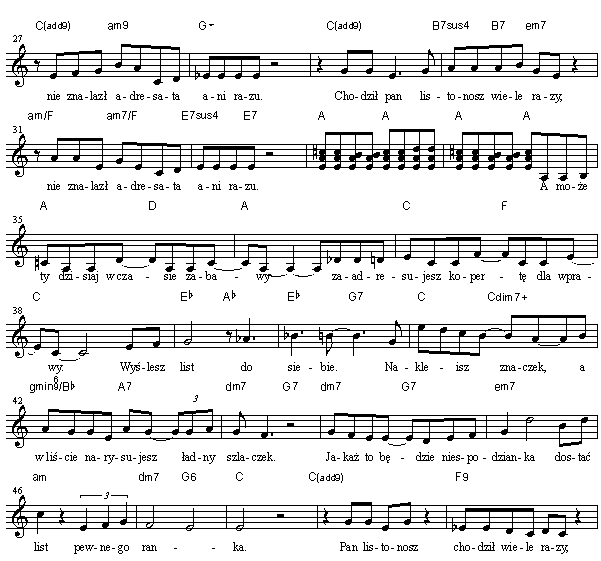 Listonosz nuty