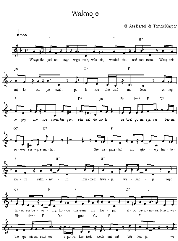 WAKACJE nuty